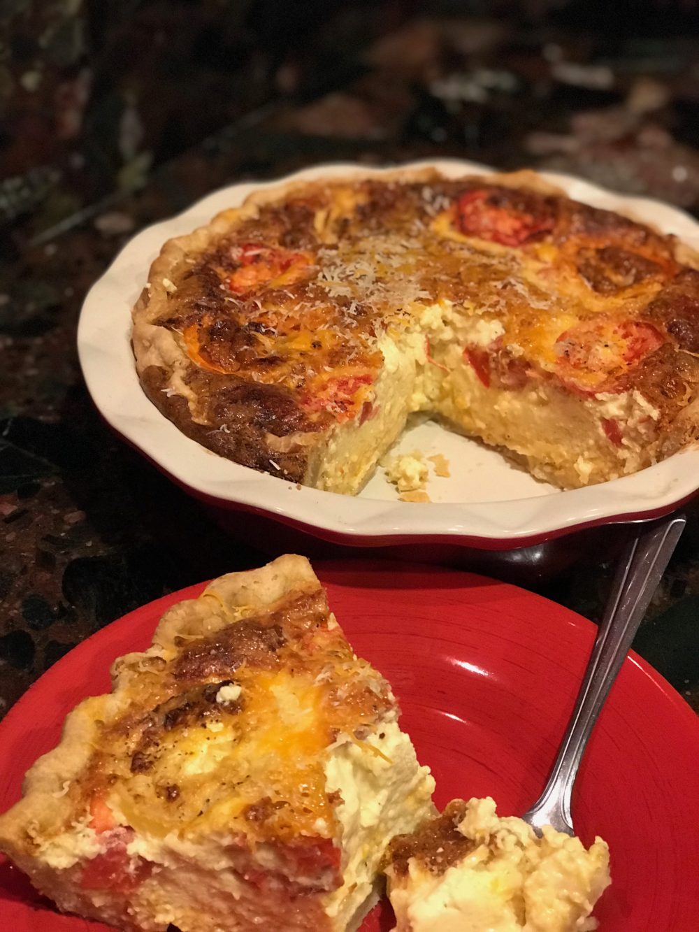 Roasted Tomato and Three Cheese Quiche
